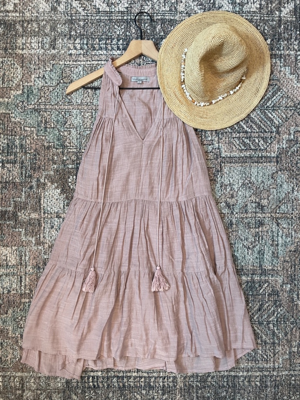 Wishlist Apparel Pink Tiered Tassel Dress Small Sleeveless Boho